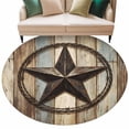 thumbnail image 2 of Round Area Rugs Collection 6 Ft, Western Texas Star Retro Non-Slip Residential Carpet, Rustic Farmhouse Wooden Brown Indoor Crawling Mats Runner Rugs for Living Room/Dining Room/Bedroom, 2 of 9