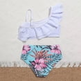 thumbnail image 4 of URMAGIC Girls Swimsuit Ruffles Flounce Tropical Print Two Pieces Bikini Set Swimwear Bathing Suits 7-11 Years, 4 of 4