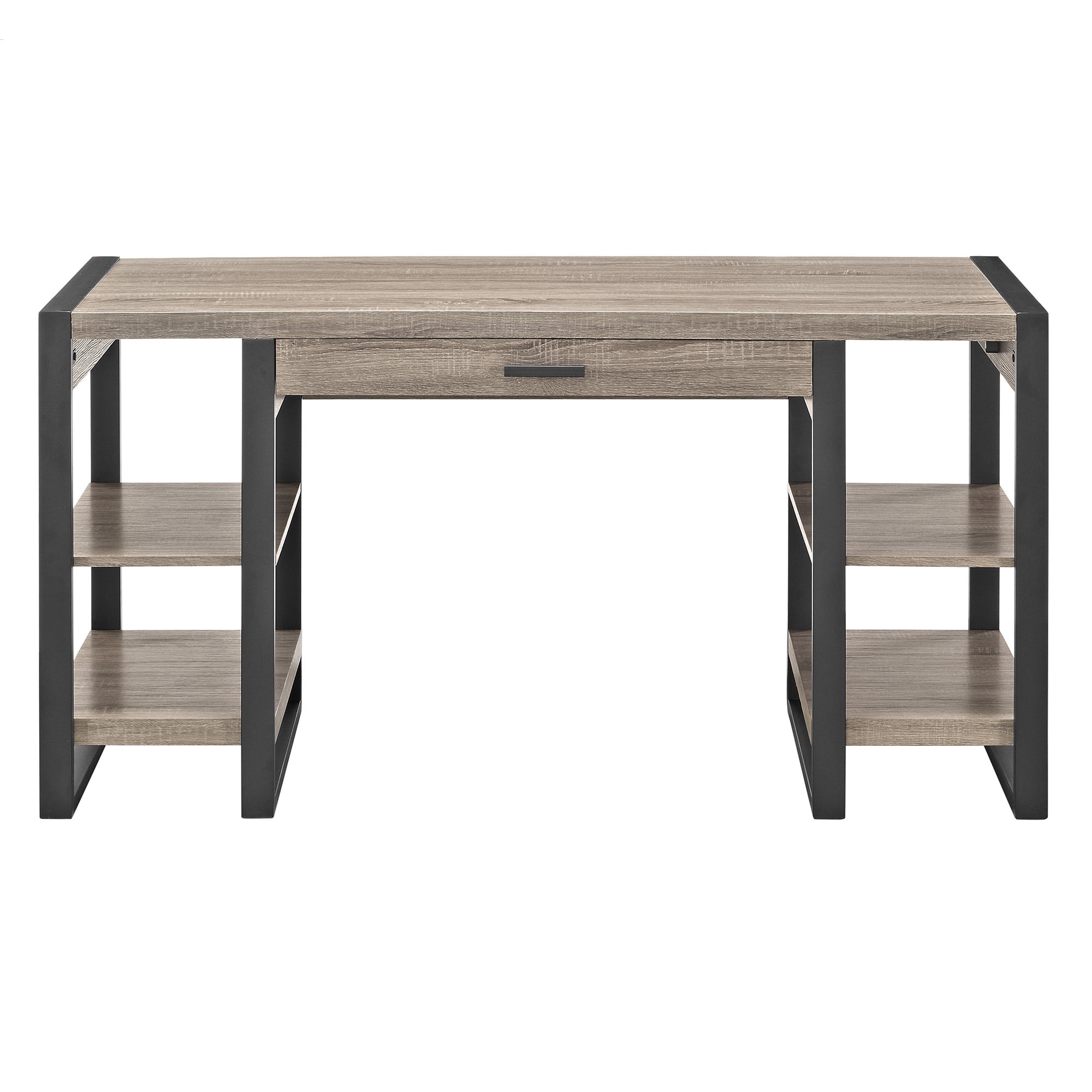 Walker Edison Industrial 4-Shelf Computer Desk with USB Port, Driftwood