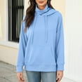 thumbnail image 2 of XIAOCHA Womens Hoodies Oversized Kangaroo Pockets Funnel Neck Drawsting Hooded Loose Fit Long Sleeve Simple Solid Color Pullover Hoodies Sweatshirts, 2 of 7