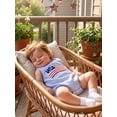 thumbnail image 3 of BemeyourBBs Newborn Baby Boy Girl 4th of July Outfit Patriot Independent Day Clothes Summer Bubble Romper Sleeveless Stripes Embroidery USA Flag Fourth of July Bodysuit Overalls Playsuit Jumpsuit, 3 of 9