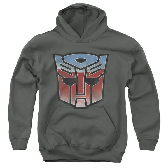 Transformers Vintage Autobot Logo Youth Pullover Hoodie Sweatshirt Charcoal