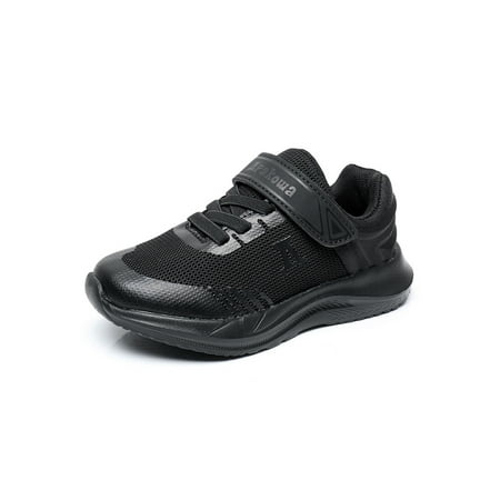 

Lacyhop Kids Workout Breathable Athletic Shoes Casual Hook And Loop Running Shoe Lightweight Low Top Sneakers Black 11.5c