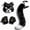 Black and white, variant on 3Pcs Plush Anime Cat Wolf Fox Mask Paws Fluffy Tail Set,Halloween Fursuit Therian Fox Animal Cosplay Party Costume