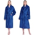 thumbnail image 3 of PAVILIA Robes For Women, Fleece Soft Fluffy Bathrobe, Plush Cozy Long Spa Robe, Satin Trim (S/M, Blue), 3 of 10