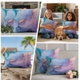 thumbnail image 5 of Blue Purple Pink Ombre Outdoor Waterproof Pillow Covers, Modern Marble Abstract Decorative Square Throw Pillowcase Sofa Cushion Sham for Patio/Couch/Chair, 20"x20" 2 Pack, 5 of 8