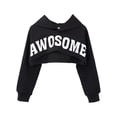 thumbnail image 3 of Doomiva Kids Girls Hoodies Long Sleeve Pullover Sweatshirts Hip Hop Street Jazz Dance Crop Tops Black 11-12, 3 of 7