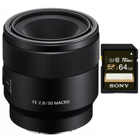 Sony SEL50M28 FE 50mm F2.8 Macro Lens & Sony 64 GB SD (Best 70 200 F2 8 Lens For Nikon)