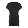 thumbnail image 5 of Franhais Women Pajama Set, Short Sleeve V-neck T-shirt with Shorts Solid Daily Sleepwear Loungewear, 5 of 10