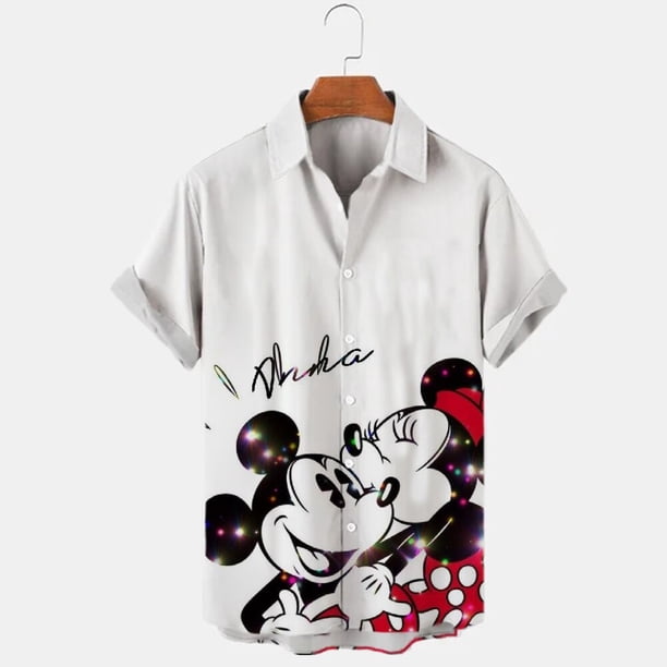 Disney Anime 3D Mickey Mouse Print Men Shirt Summer Loose Short Sleeve Casual Shirt Hawaiian Shirt Shirt Top Plus Size Hot Sale5XL Gao Jinjia LED