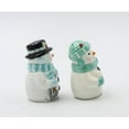 thumbnail image 3 of Ceramic Snowman Salt and Pepper Shakers Blue Green, 3 of 3