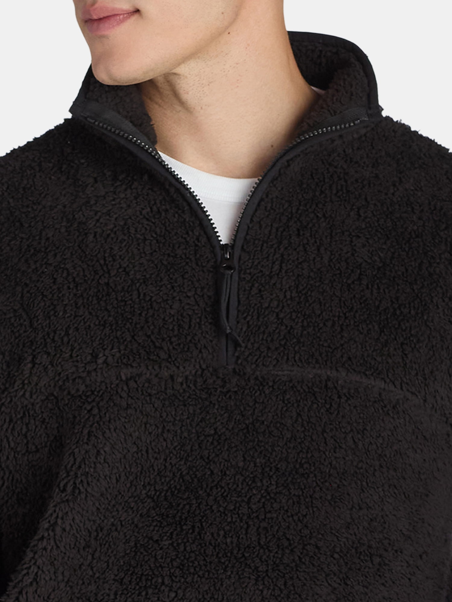 No Boundaries Men's & Big Men's Faux Shearling High Pile Fleece Quarter Zip Pullover, Sizes XS-5XL