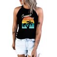 thumbnail image 3 of ABPHQTO Camiseta sin mangas negra con cuello redondo y estampado de flores de cerezo para mujer, 3 of 5