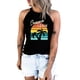 thumbnail image 3 of ABPHQTO Camiseta sin mangas de corte ajustado con bloque de color de planta de Lovin de verano negro para mujer, 3 of 5