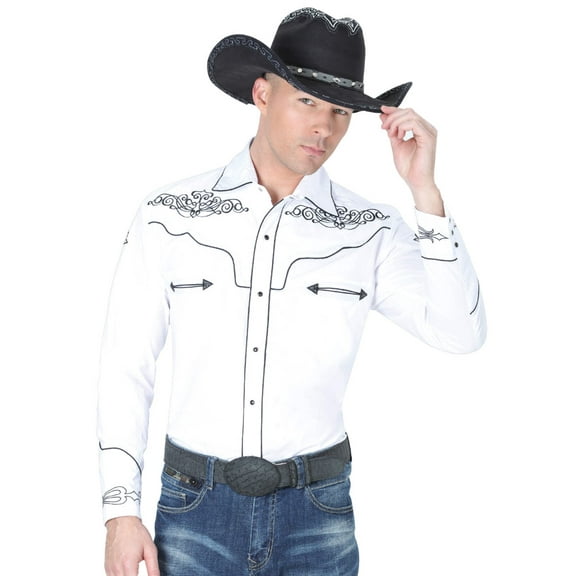 El General Embroidery Western Shirt White/Black 40984
