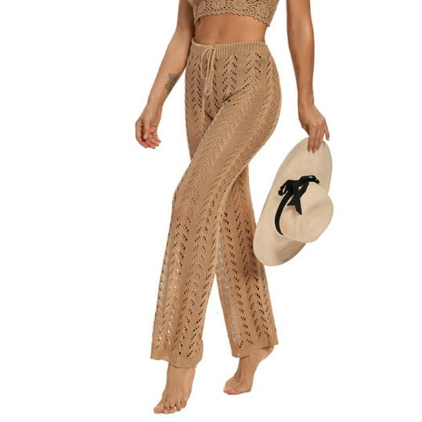 Pantalones De Playa Huecos,Pantalones De Ganchillo De Playa Huecos De  Ganchillo para Mujer Pantalones para Cubrir Bikini Máxima Confiabilidad