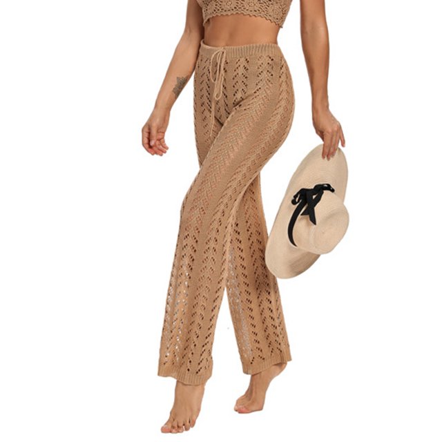 Pantalones de crochet, pantalones de playa huecos de crochet para mujer, pantalones de playa huecos, pantalones de playa elaborados con cuidado