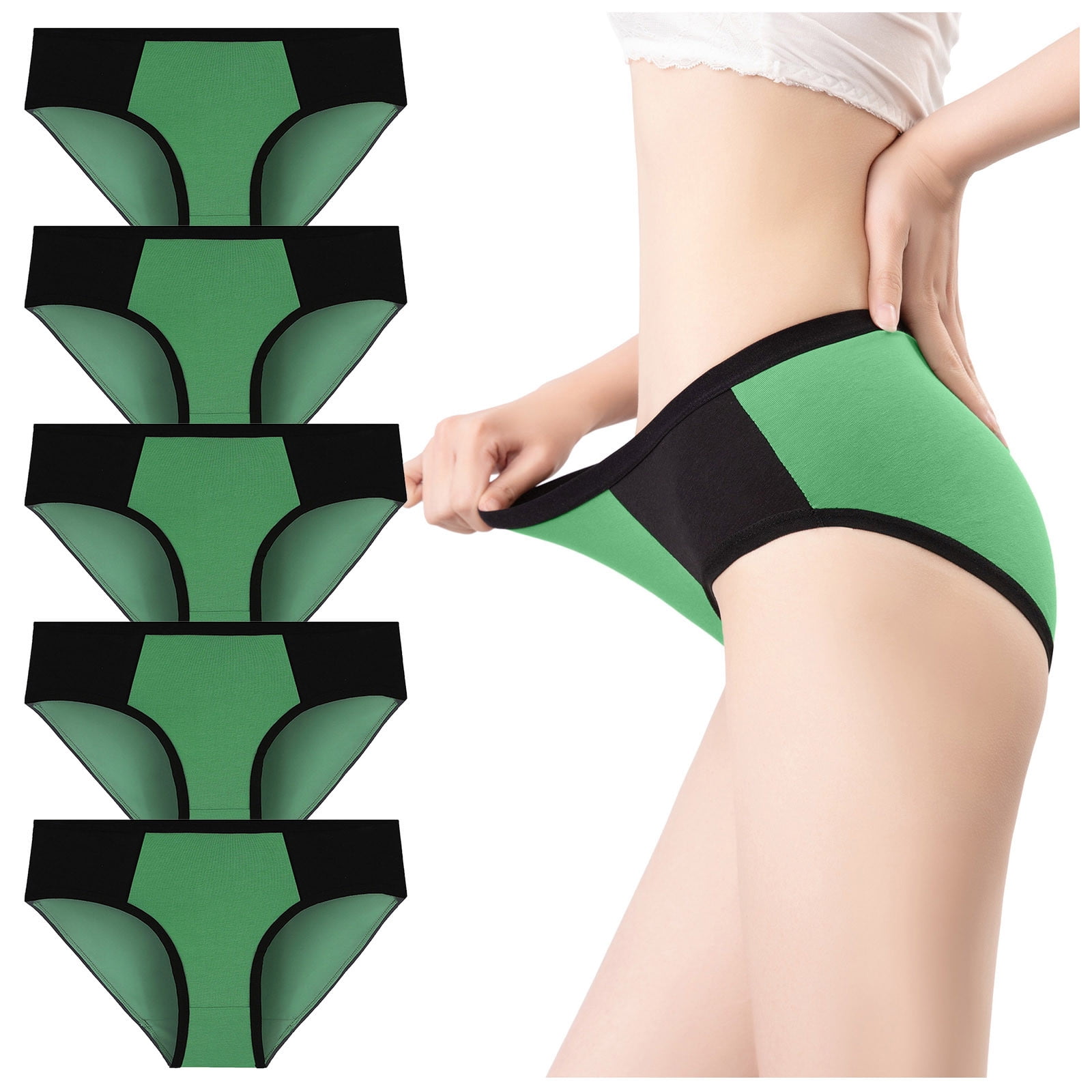 Eashery Womens Underwear Women's High Waist Cotton Underwear Soft Brief  Panties Regular and Plus Size Green X-Large
