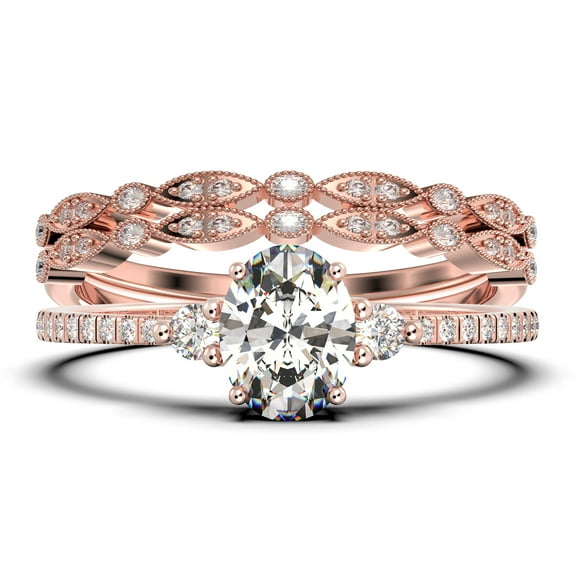 Minimalist 2.25 Carat Oval Cut Simplistic Diamond Moissanite Engagement Ring, Classic Wedding Ring in 925 Sterling Silver With 18k White Gold Plating, Promise Ring, Trio Set