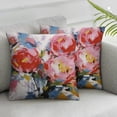 thumbnail image 2 of COMIO Bright Floral Pink Rose Colourful Watercolor Rose Peony Flower High-Quality 2-Piece Plush Pillowcase Set White, 2 of 6