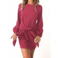 thumbnail image 3 of Vestido PRETTYGARDEN para mujer, manga larga, cuello redondo, naranja y rojo, 3 of 5