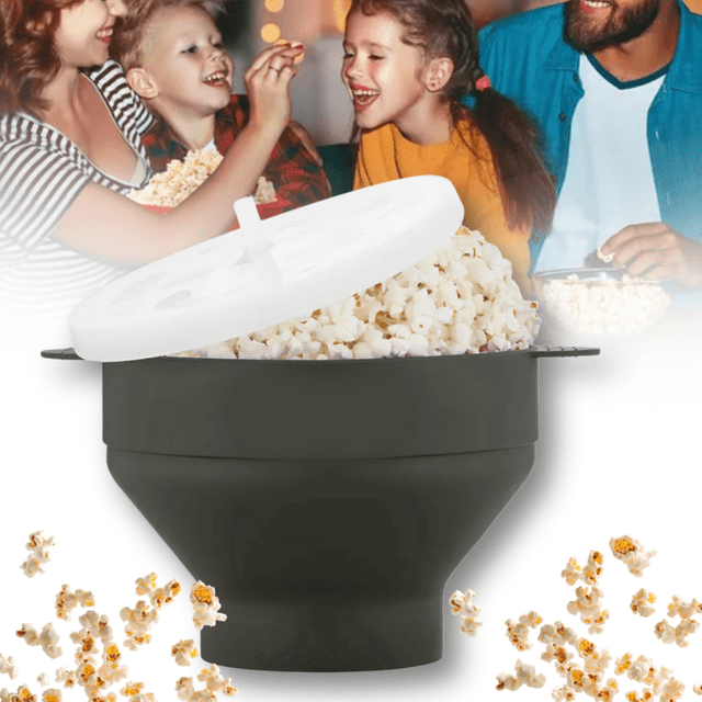 Palomera de Silicona Plegable para Microondas Sin Aceite Micro Facil Palomitas Caseras Marthing Bowl Palomero Plegable de Silicon Facil de Usar y Limpiar, Ideal para uso Domestico en Familia, Gris