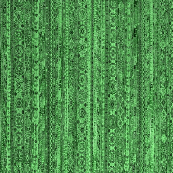 Ahgly Company Indoor Square Abstract Emerald Green Modern Area Rugs, 6' Square