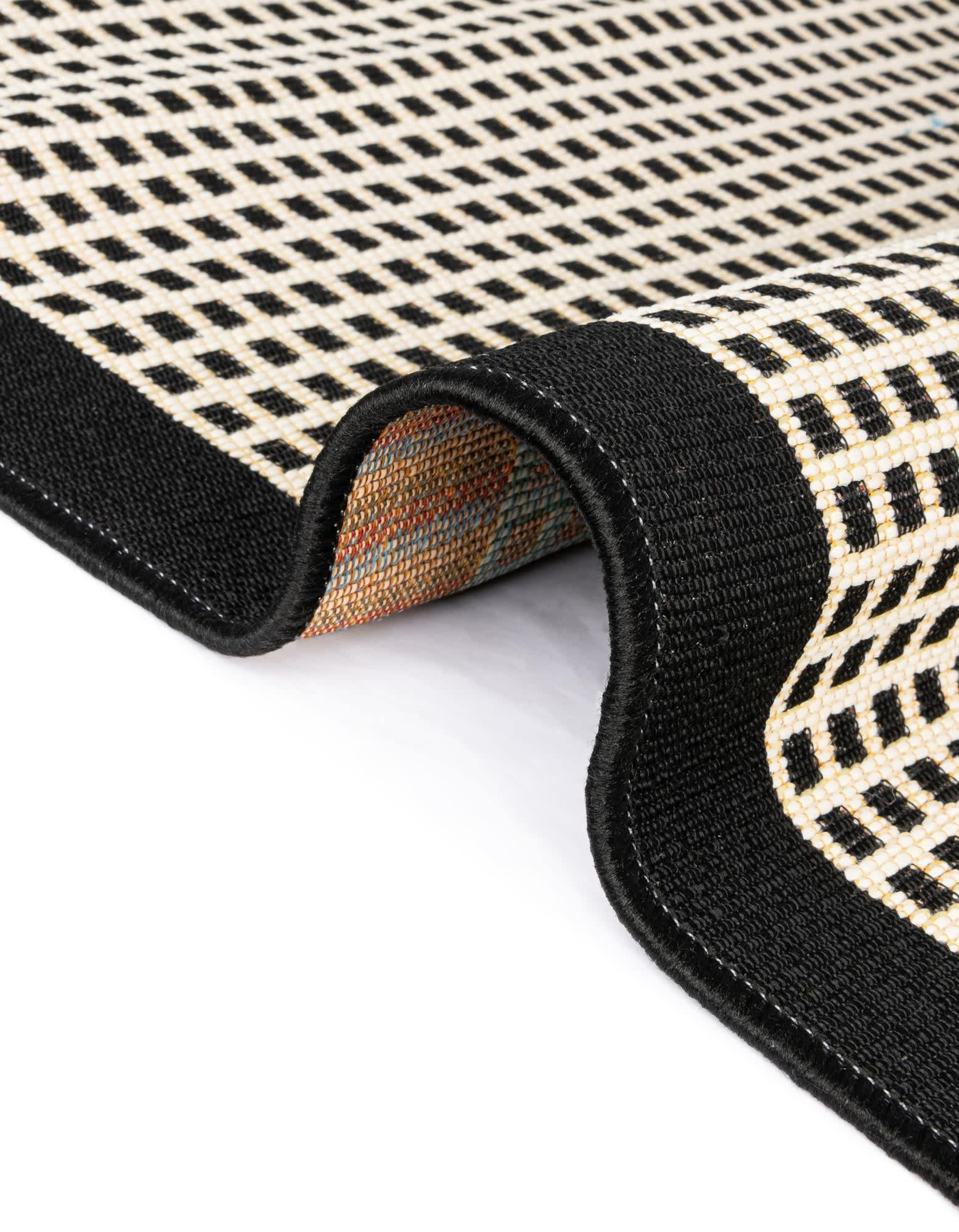 Unique Loom Outdoor Border Collection Area Rug - Frame (10' x 14' 1" Rectangle Black/Ivory)