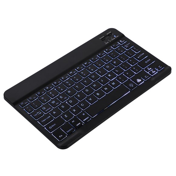 Arealer 10 inch Wireless BT Keyboard Ultra-thin Rechargeable BT Keyboard Three-system Compatible 7-color Monochrome backlight Black