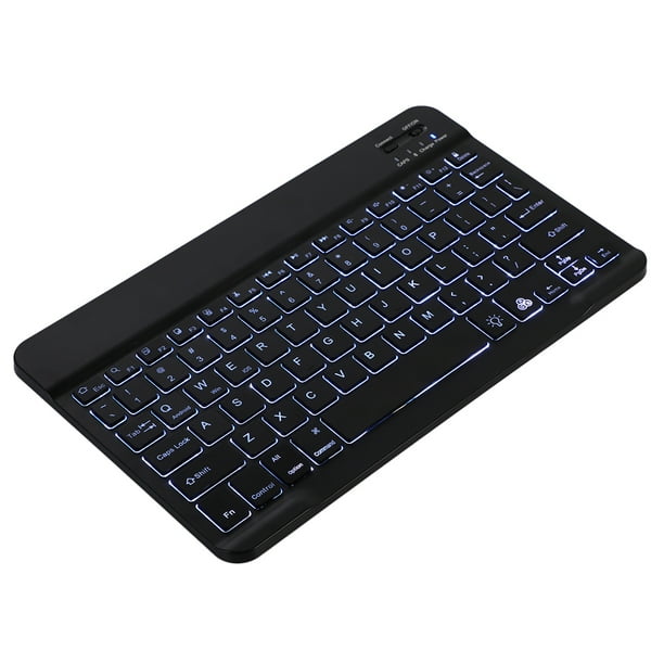 Teclado BT inalámbrico de 10 pulgadas Teclado BT recargable ultrafino Compatible con tres sistemas R Eccomum Luces de colores/Negro