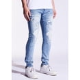 thumbnail image 2 of Crysp Denim Men's Light Wash Distressed Rip & Repair Skinny Fit Stretch Jeans (40, Light Blue Stonewash), 2 of 6