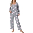 thumbnail image 4 of Tnhcen Women's Fashionable Printed Casual Pajamas Set Long Sleeve Round Neck Pants Nightwear With Pockets Home Clothes Set S-2XL, 4 of 8