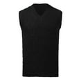 thumbnail image 4 of Men's Sweater Autumn Winter Casual Solid Knit Sweater Vest Sleeveless V Neck Sweater Vest, 4 of 5