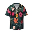 thumbnail image 5 of PAYOHTO Tropica Flower Balck Mens Hawaiian Casual Short-sleeved Shirt Tropical Summer Beach Button Down Shirts, 5 of 7
