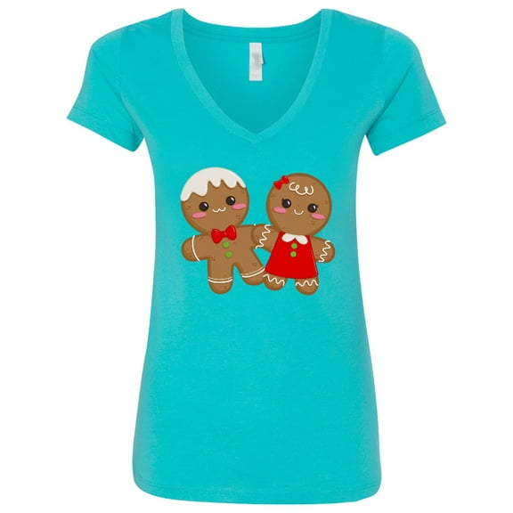 Inktastic Gingerbread Couple Women's V-Neck T-Shirt