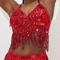 thumbnail image 3 of Womens Blouses Bra Shirts Women Blank Workout Tops Women Top Buttons Top Set Candy Corn Women's Belly Dance Sequin Bra Tassel Clothing Tops Red One Size, 3 of 8