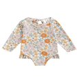 thumbnail image 2 of QJUHUNG Baby Toddler Girl Long Sleeve Swimsuit Rashguard Swimwear Ruffled One Piece Bathing Suit, 2 of 8