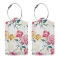 thumbnail image 3 of Disketp 2 Pcs Luggage Tag For Suitcase,Colorful Flowers Leather Baggage Tag With Stainless Steel Loop Privacy Cover For Women Men Girls, 3 of 5