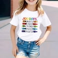 thumbnail image 2 of LUOGENLI T-Shirt pour Filles Enfants Mode Décontractée Imprimé Col Rond Ample Manches Courtes T-Shirt Haut Maxi Hauts Ensembles Filles Tenue 2 Pcs Vacances Blanc 4-5 Ans, 2 of 4