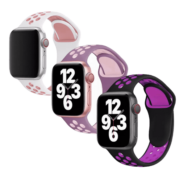 Paquete de 3 correas para Apple Watch estilo Sport, compatibles para todas las series y tamaños: 45mm, 44mm, 42mm, 41mm, 40mm, 38mm Mamá Pulpo Paquete Sport