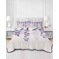 thumbnail image 3 of Purple Ombre Botanical Full Size Down Alternative Comforter,Lightweight Comforter Quilt Bedding Set with Pillow Shams Watercolor Pastoral Leaf Farmhouse All Seasons Bed Comforter Duvet Insert 78"x90", 3 of 7