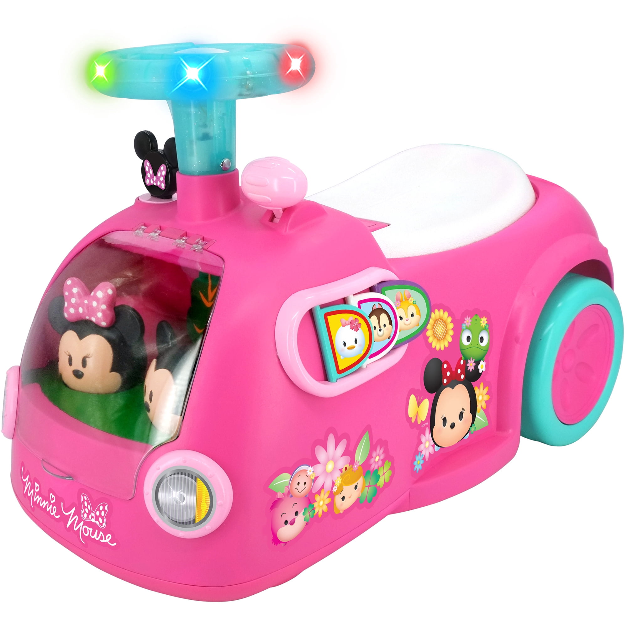 Kiddieland: Zoom n' Go Activity Ride-On - Minnie Mouse - Disney Lights & Sounds Foot-To-Floor Vehicle, 2 Mini Toy Zooms, Storage Seat, Toddler 12-36mo