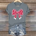 thumbnail image 2 of Spring Summer Date Night Wear – Women's Chic Printed Tee with Bow Design, Casual Short Sleeve Round Neck Top for Valentine's Day Theme Romantic Cute Outfits, 2 of 6