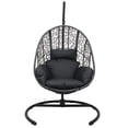 thumbnail image 2 of Outdoor Indoor Swing Egg Chair with C-Stand, Wicker Swing Hammock Chair with Cushion& Heavy Duty Steel Frame for Indoor Outdoor Patio Garden Backyard, Black, 2 of 7