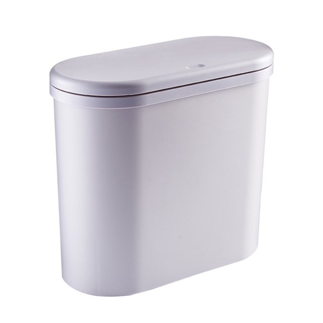KAKOWELY 1Ud Plastic Press-Type Trash Can White Sturdy Practical Garbage Container for Living Room
