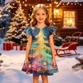 thumbnail image 3 of Grblisyd Girl Christmas Dress Little Kids Cute Flutter Sleeve A-Line Flowy Beach Dresses Fashion Casual Midi Sundress, 3 of 5