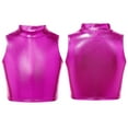 thumbnail image 5 of iEFiEL Girls Metallic Turtleneck Crop Tank Top for Ballet Dance Performance Workout Rose Red 10, 5 of 6