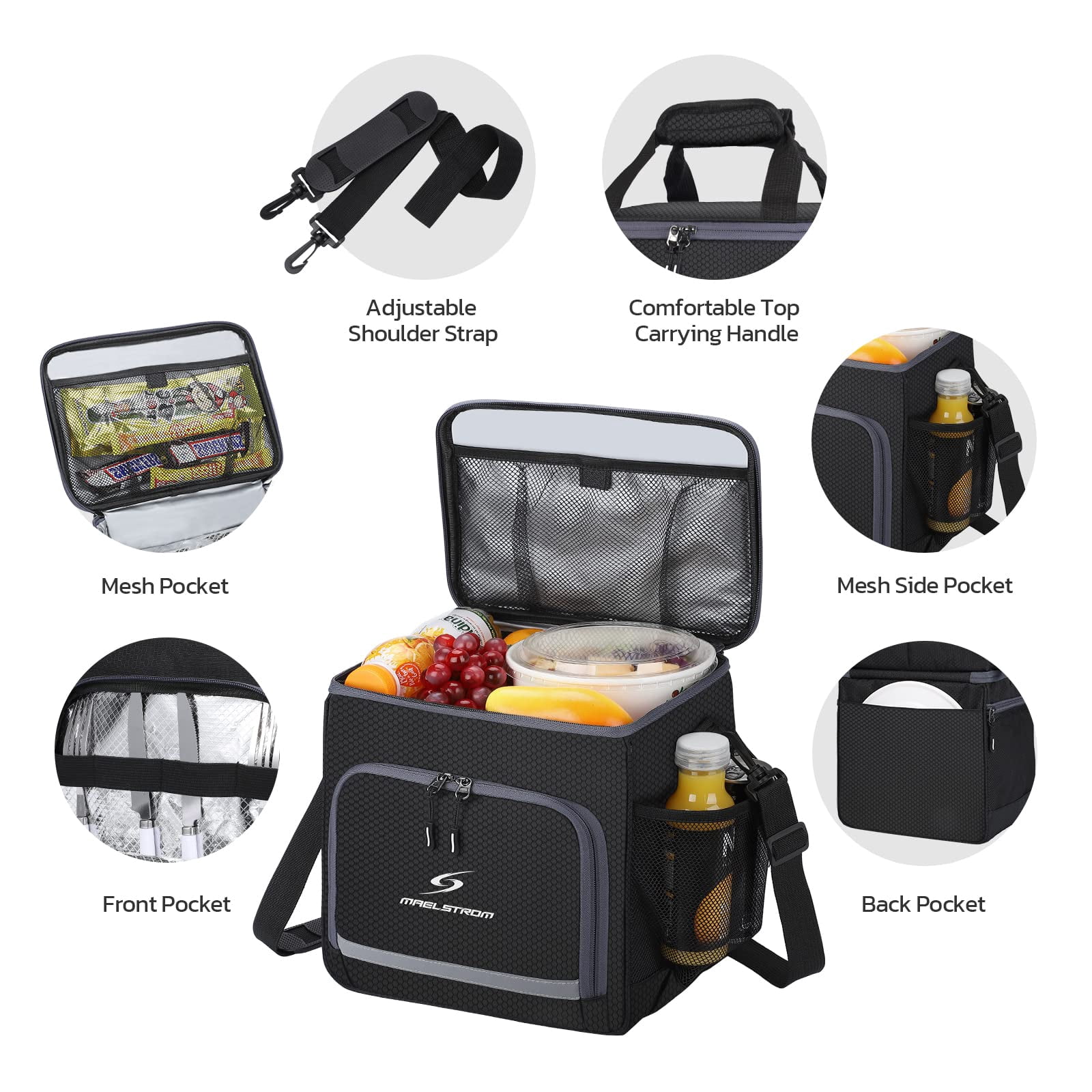 Maelstrom Lunch Box for Men,Insulated Lunch Bag Women/Men,Leakproof Lunch Cooler Bag, Lunch Tote Bag