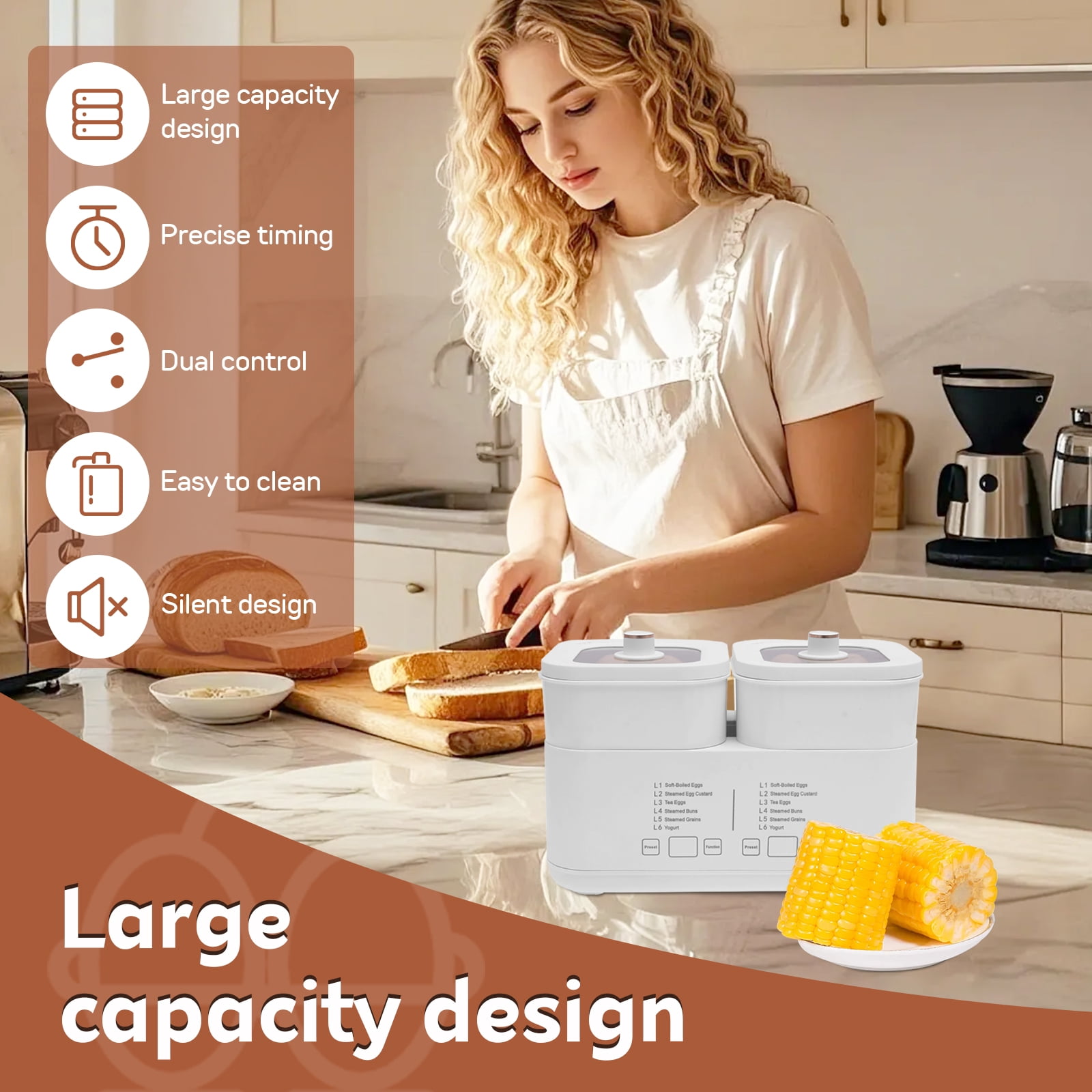 Threns Rapid Egg Cooker Electric 8 Eggs Capacity,Soft,Medium,Hard Boiled,Poacher,Omelet Maker Egg Poacher with Auto Shut-Off and Timer(0.5-9.5H),BPA Free