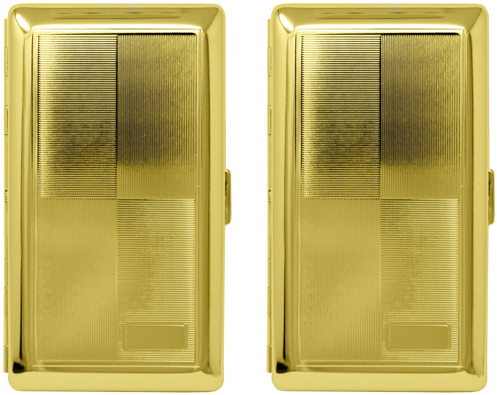 Set of 2 Metal-Plated 120s Cigarette Case & Stash Box (Gold Squares)